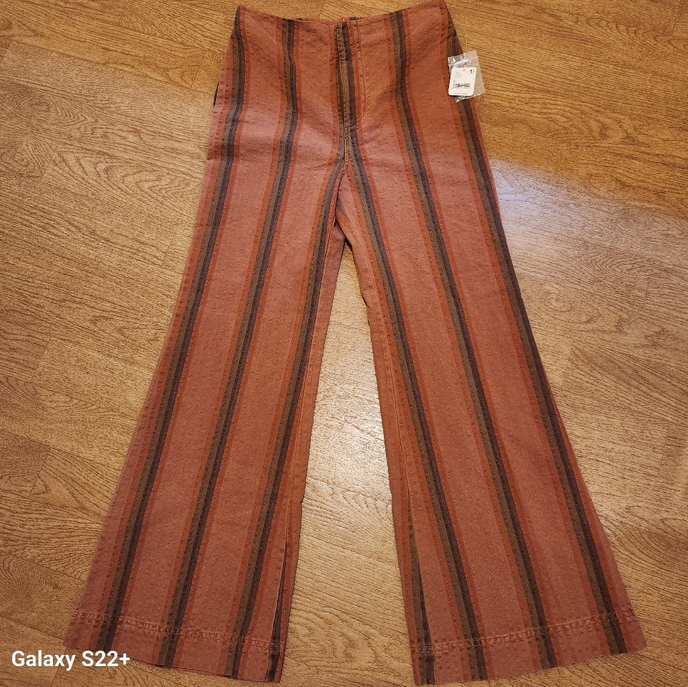 NWT!!! FREE PEOPLE Striped Pants with Earthy Tones, Size 8